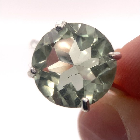 Green Amethyst 5.55ct Platinum Finish Solid 925 Sterling Silver Ring - Picture 1 of 6